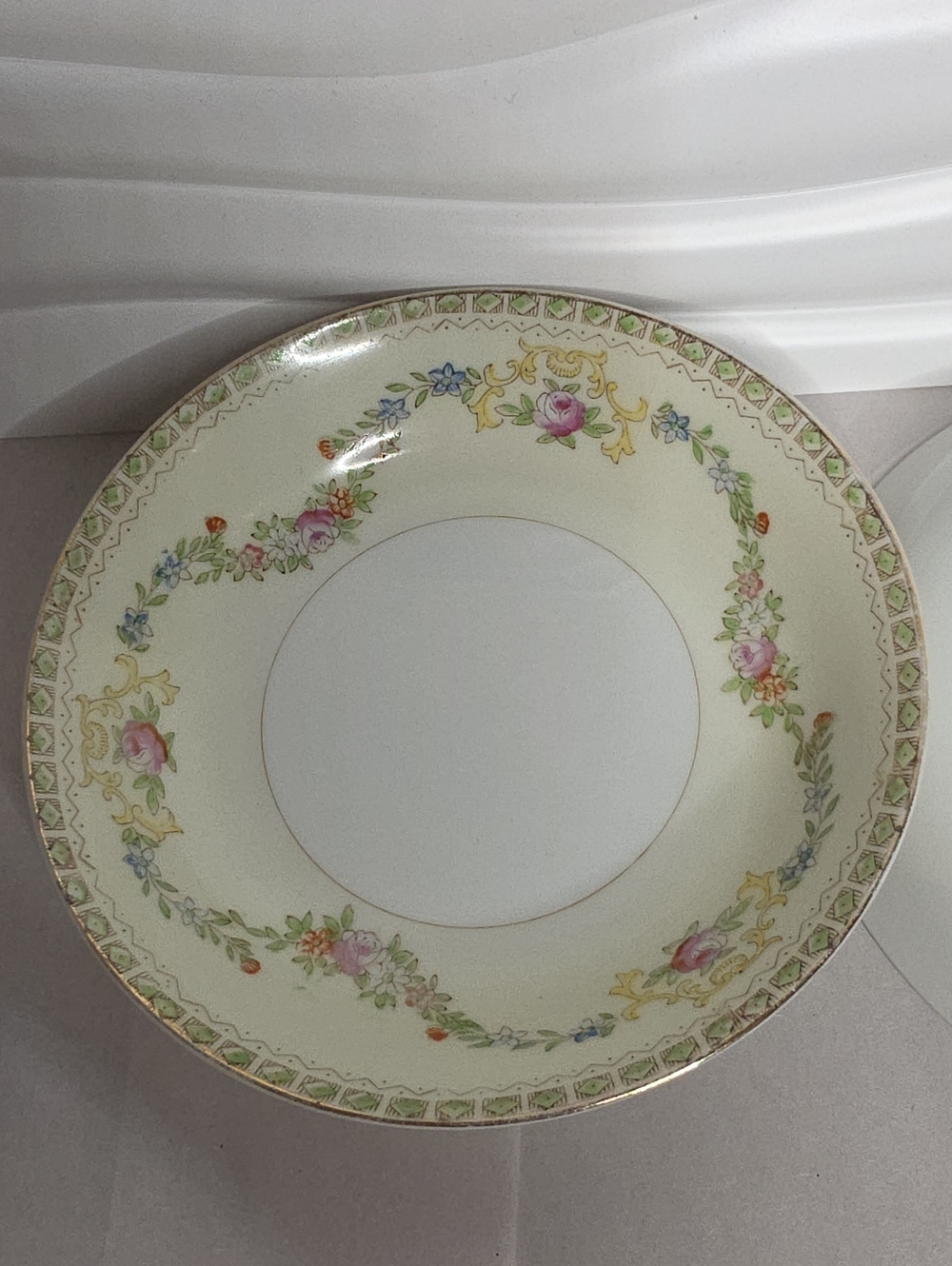 Vintage Floral Rim Porcelain Dinner Bowls By Sampy - Virginia Pattern - Set Of 2
